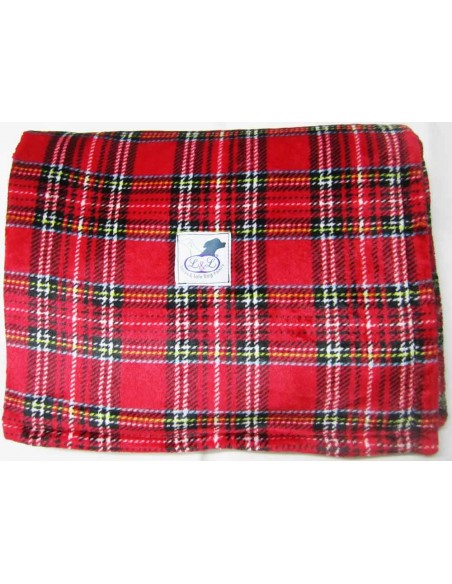 Manta de felpa para perro extrasuave escocesa roja