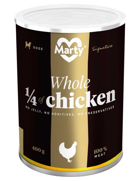 Lata de comida para perro Marty cuartos de pollo