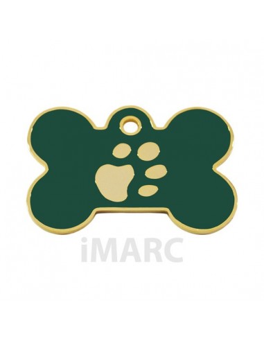 Placa identificativa para perro, hueso con huella grabada 