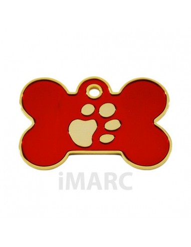 Placa identificativa para perro, hueso con huella grabada 