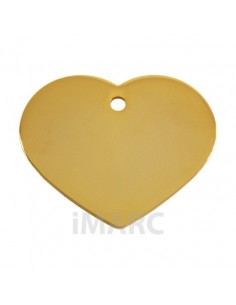 Placa identificativa para perro, corazón bañada en oro