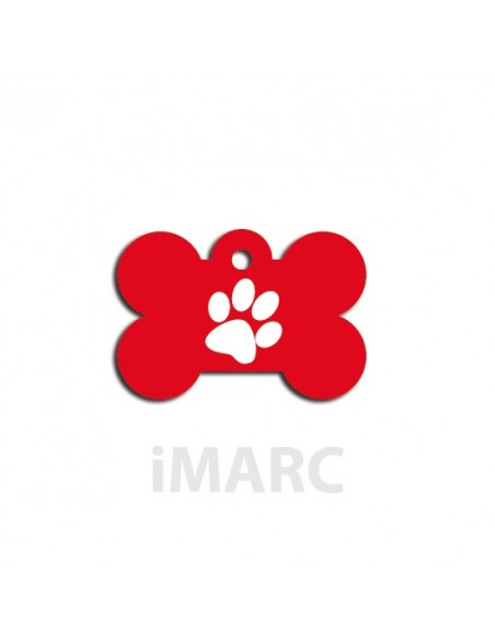 Placa identificativa para perro,  hueso decorado huella 