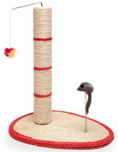 Poste rascador para gatos de cuerda de sisal con puntos de bolas